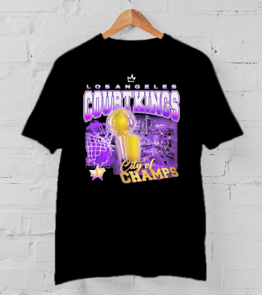 Los Angeles Court Kings City Of Champs 17 Golden Trophy T-Shirt