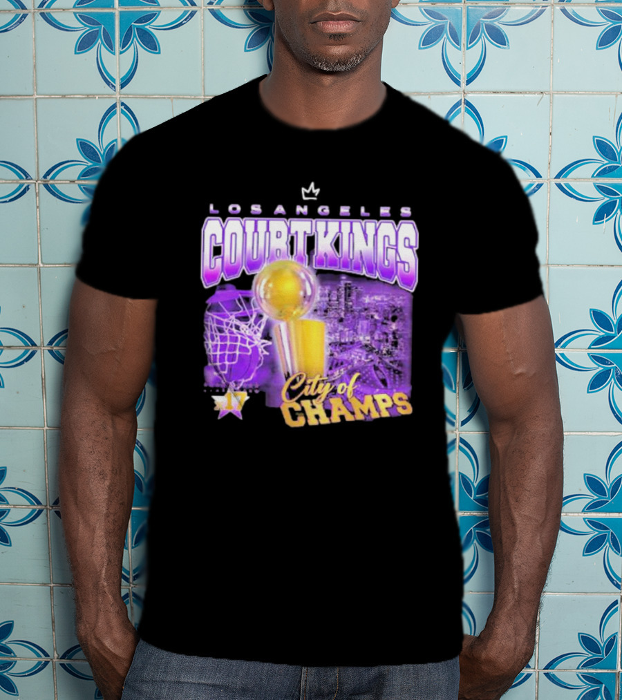 Los Angeles Court Kings City Of Champs 17 Golden Trophy T-Shirt