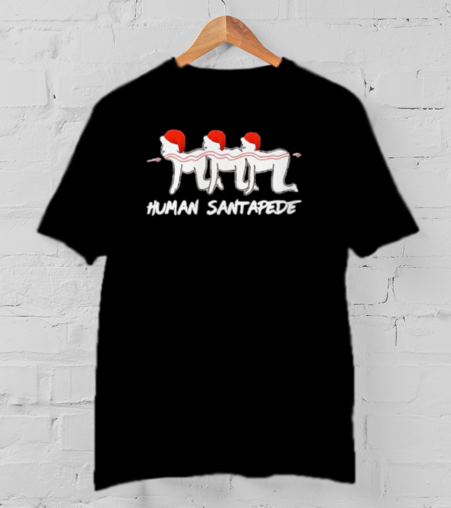 Human Santapede Santa Hats Christmas Humor T-Shirt