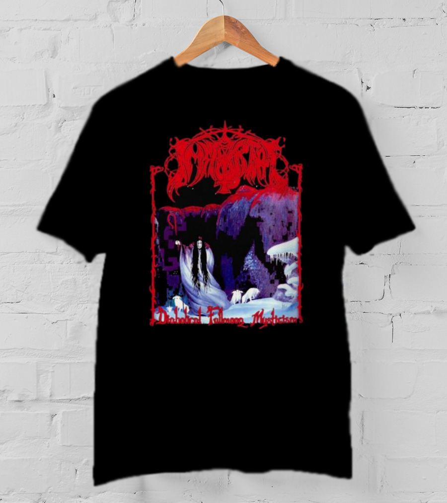 Immortal Diabolical Fullmoon Mysticism Red Logo Snowy Landscape Wraith And Wolves T-Shirt