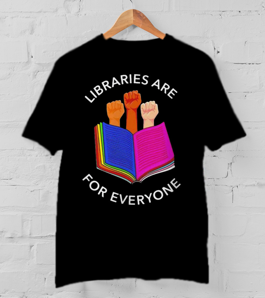Libraries Are For Everyone Diverse Unity Open Book Fists T-Shirt