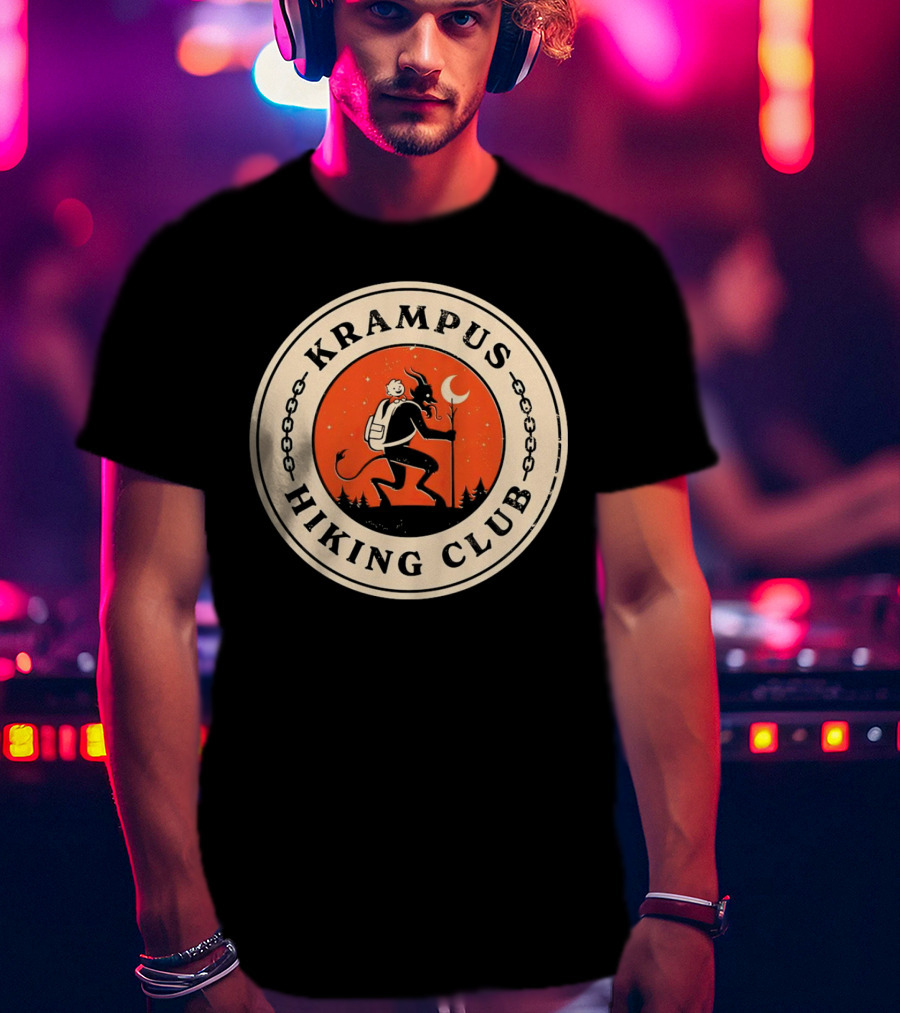 Krampus Hiking Club Moonlit Forest Adventure T-Shirt