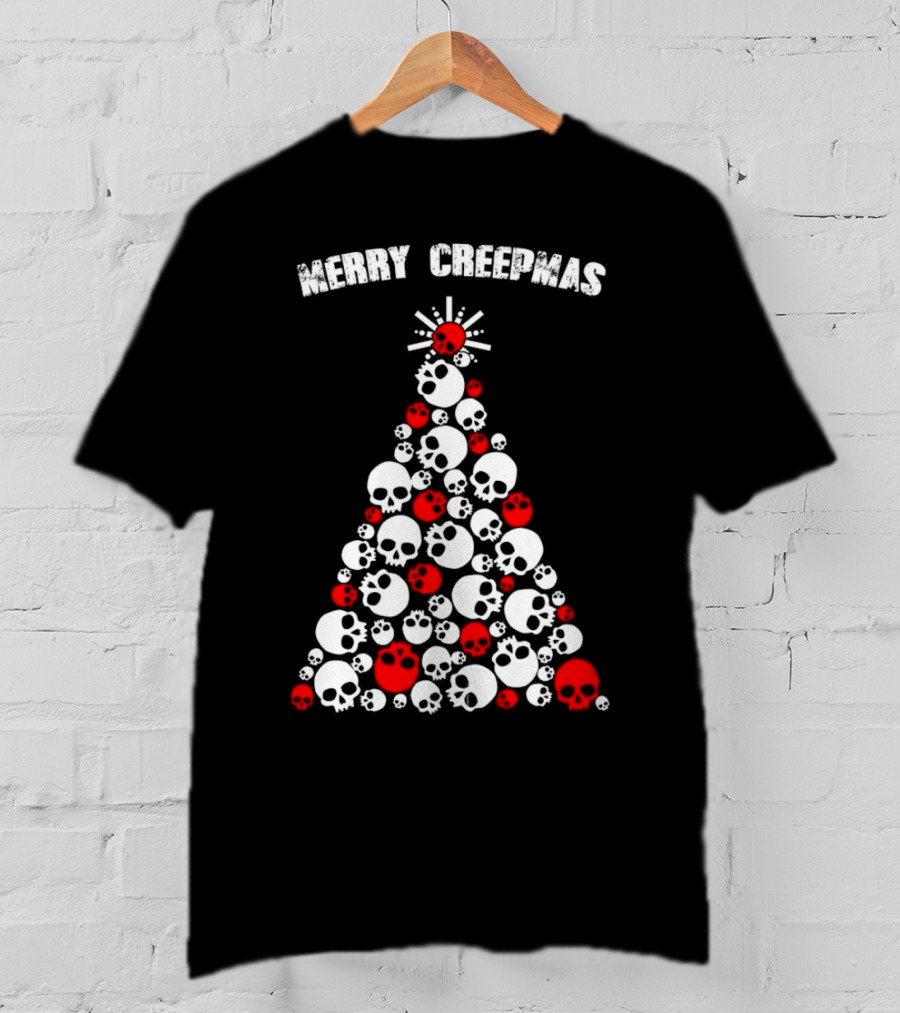 Merry Creepmas Skull Christmas Tree T-Shirt