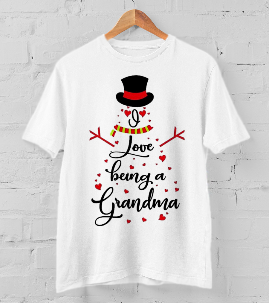 I Love Being A Grandma Snowman Hearts T-Shirt