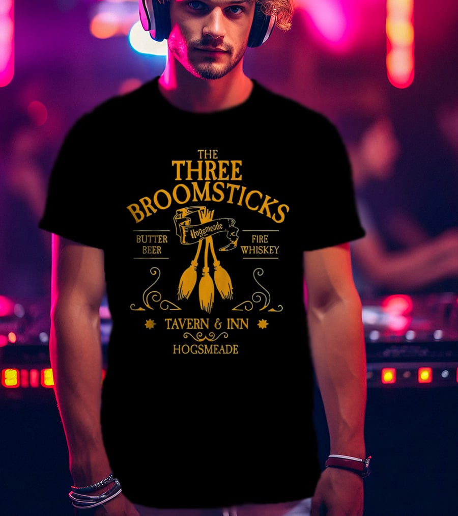 THE THREE BROOMSTICKS HOGSMEADE TAVERN And INN BUTTER BEER FIRE WHISKEY T-Shirt