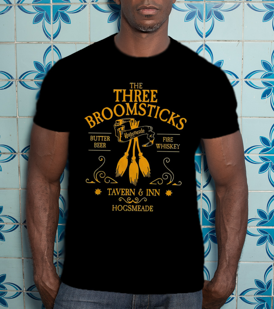 THE THREE BROOMSTICKS HOGSMEADE TAVERN And INN BUTTER BEER FIRE WHISKEY T-Shirt