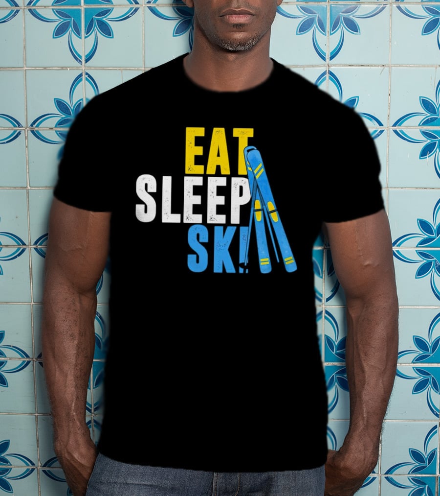 Eat Sleep Ski Skiing Ski Poles T-Shirt