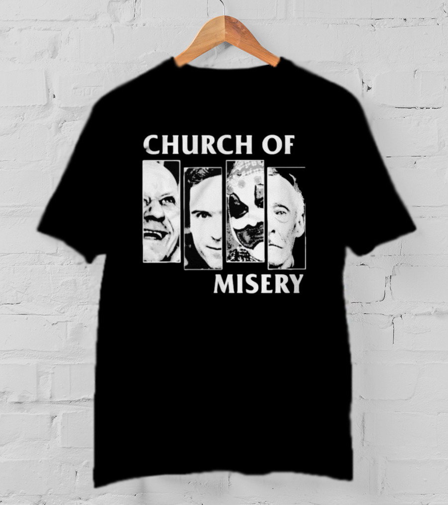 Church Of Misery Serial Killer Portraits Quad Collage T-Shirt