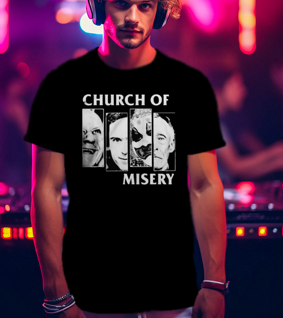 Church Of Misery Serial Killer Portraits Quad Collage T-Shirt