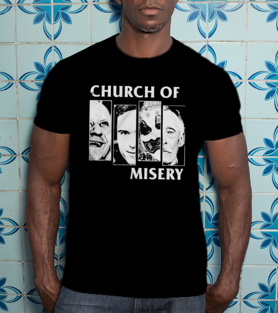 Church Of Misery Serial Killer Portraits Quad Collage T-Shirt