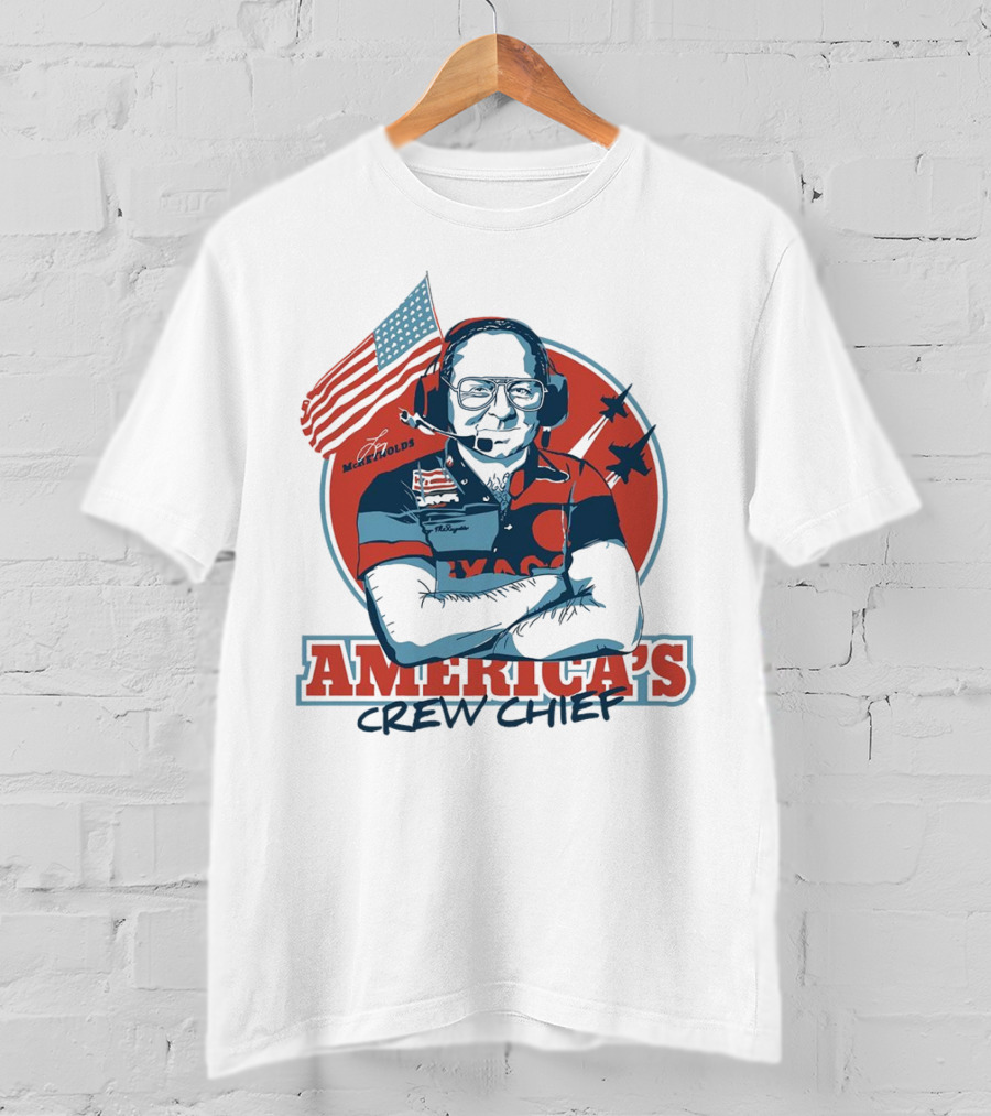 Larry McReynolds America's Crew Chief Patriotic Racing Tribute With Flag And Fighter Jets T-Shirt