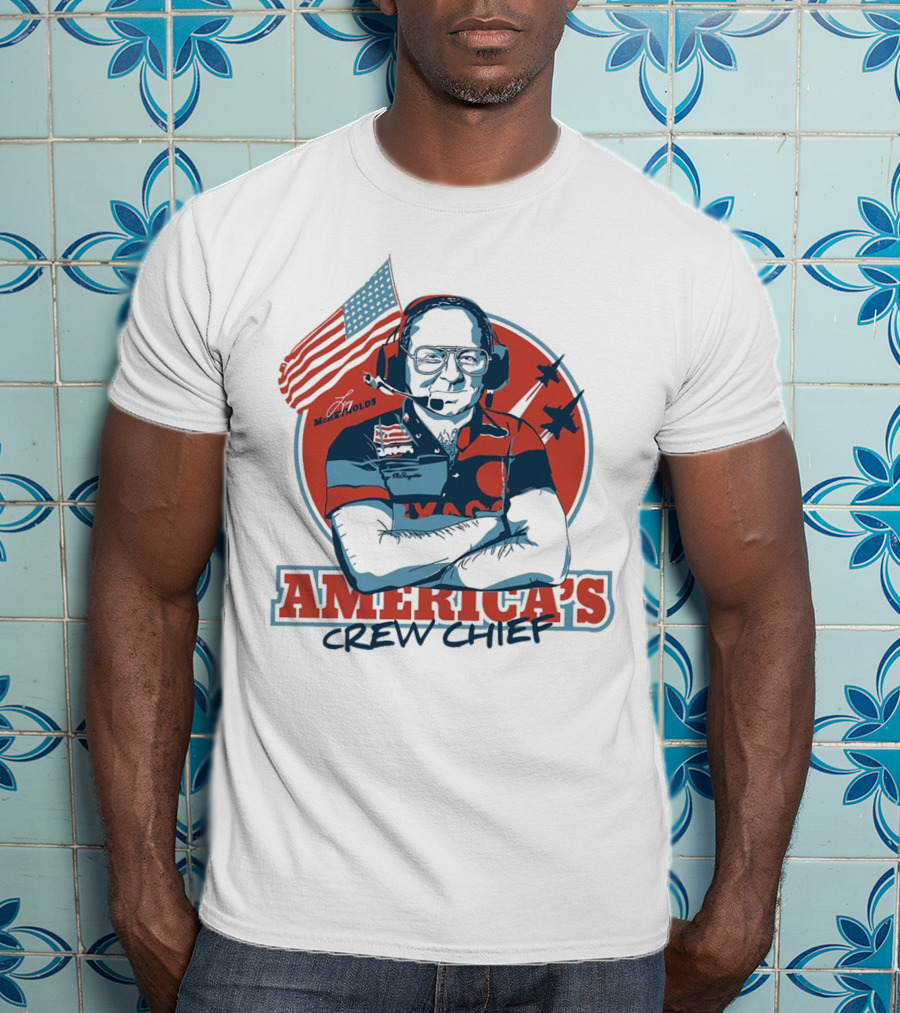 Larry McReynolds America's Crew Chief Patriotic Racing Tribute With Flag And Fighter Jets T-Shirt