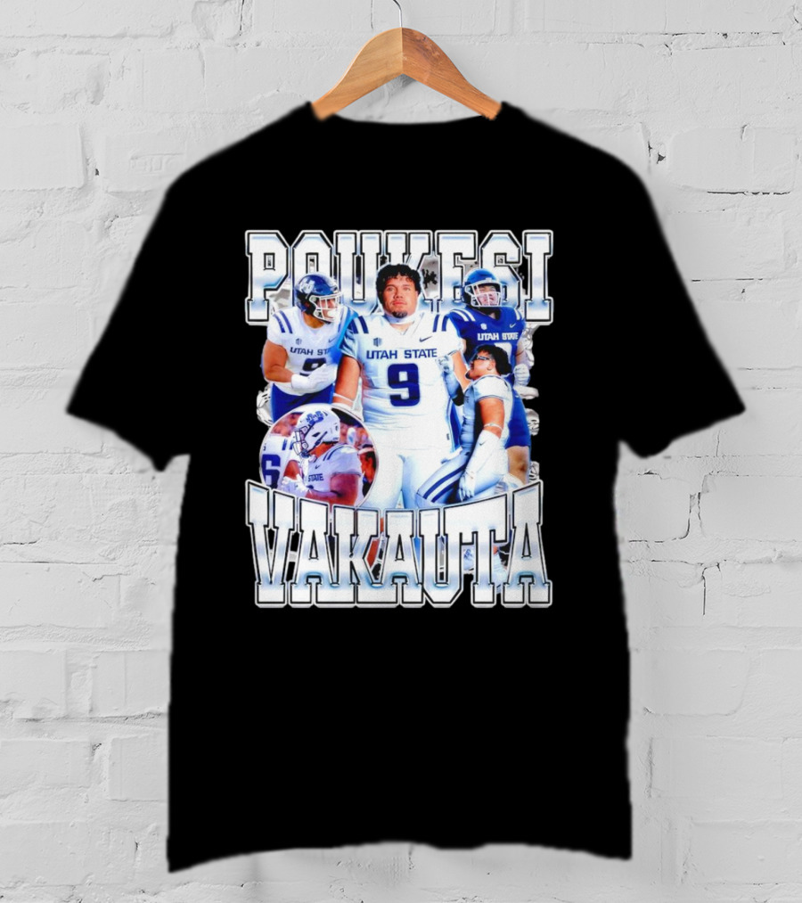 Poukesi Vakauta Utah State Aggies Football Player Number 9 T-Shirt