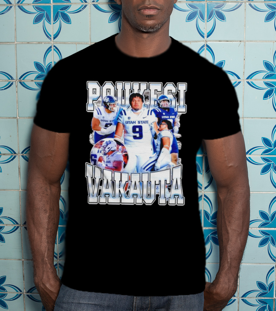 Poukesi Vakauta Utah State Aggies Football Player Number 9 T-Shirt