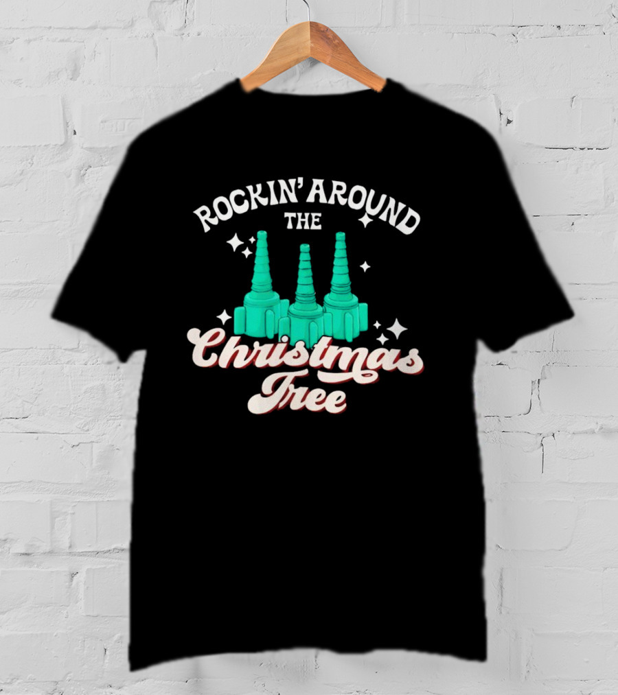 Rockin’ Around The Christmas Tree With Stylized Turquoise Towers T-Shirt