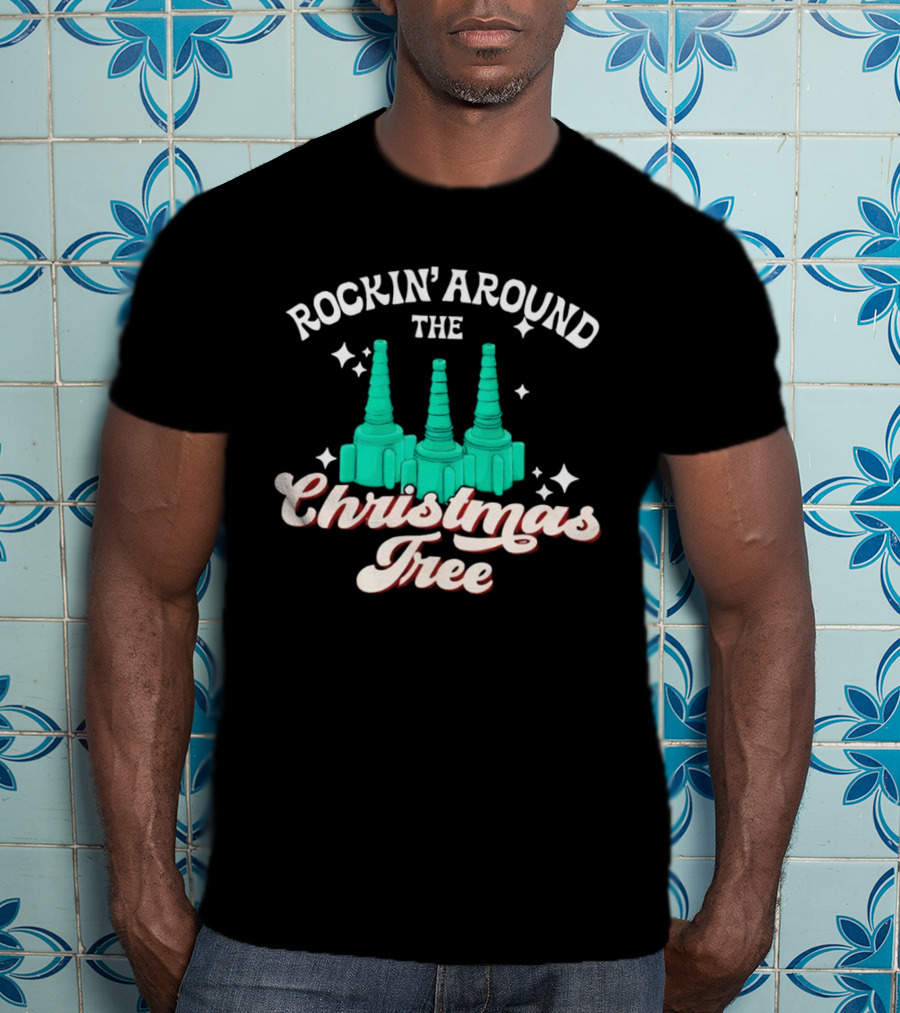 Rockin’ Around The Christmas Tree With Stylized Turquoise Towers T-Shirt