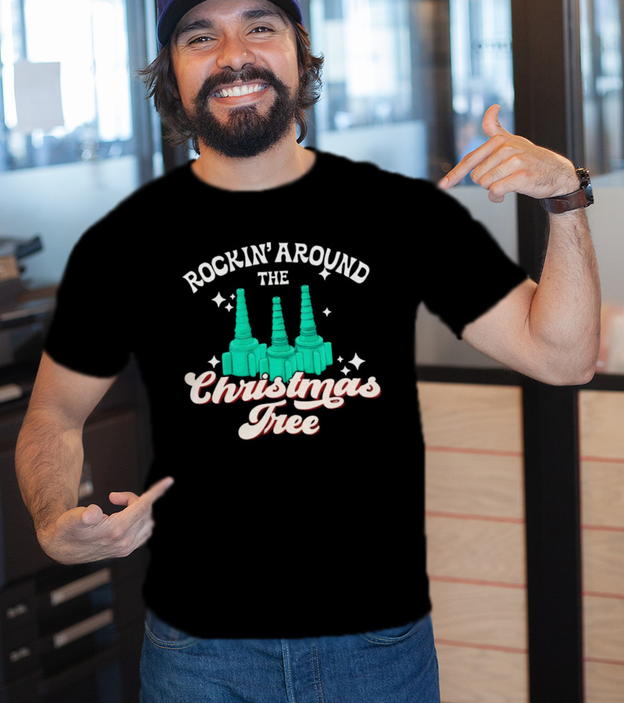 Rockin’ Around The Christmas Tree With Stylized Turquoise Towers T-Shirt