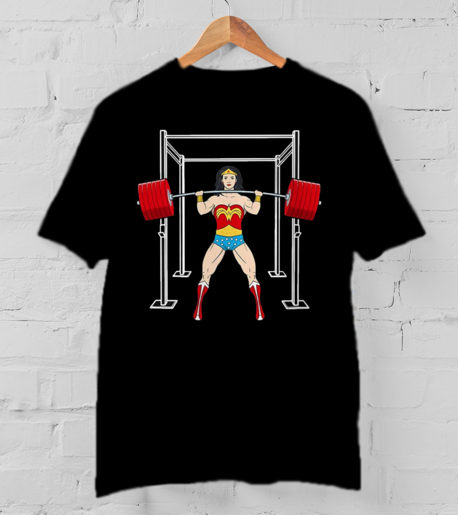 Wonder Woman Lifting Weights Gym Workout T-Shirt