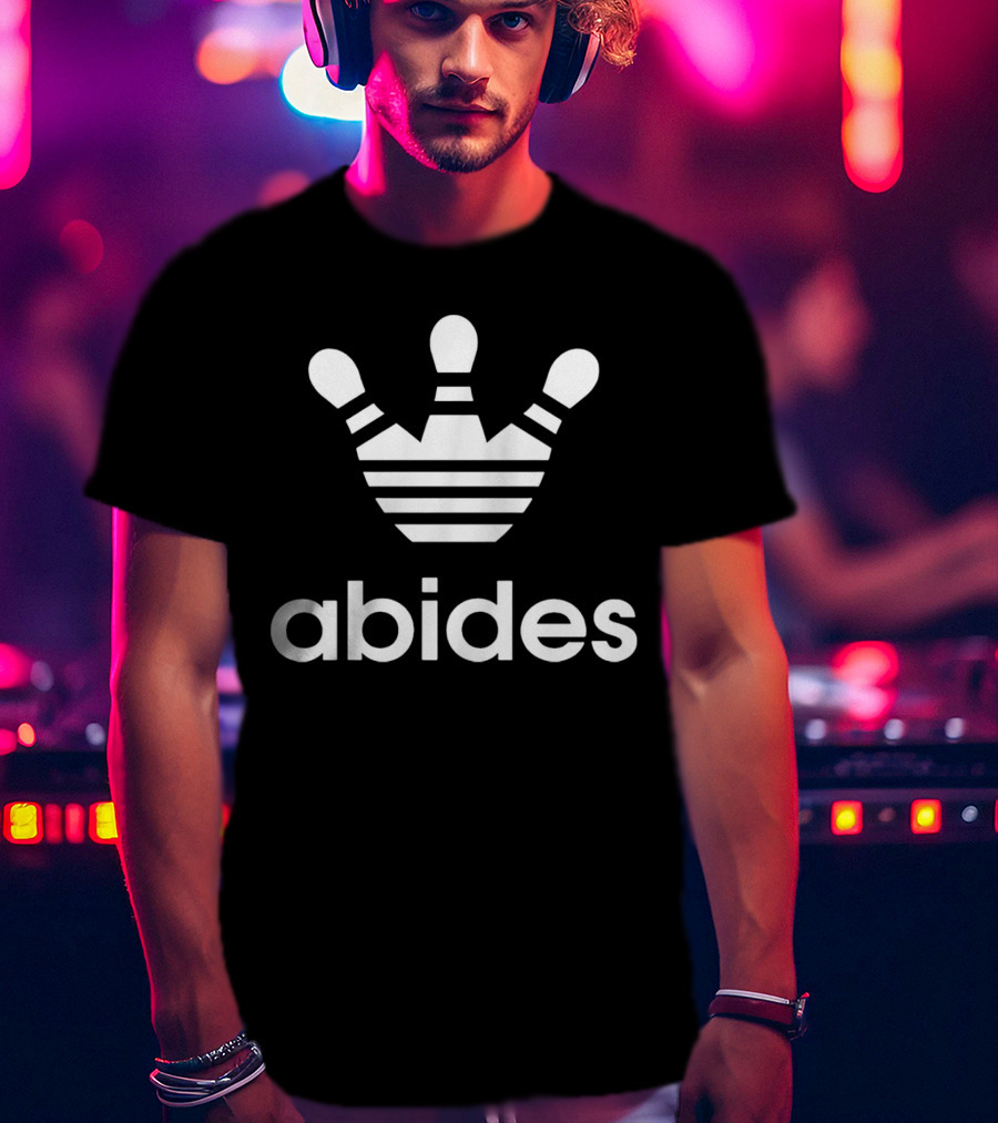 Abides Lebowski Bowling Crown Pins T-Shirt