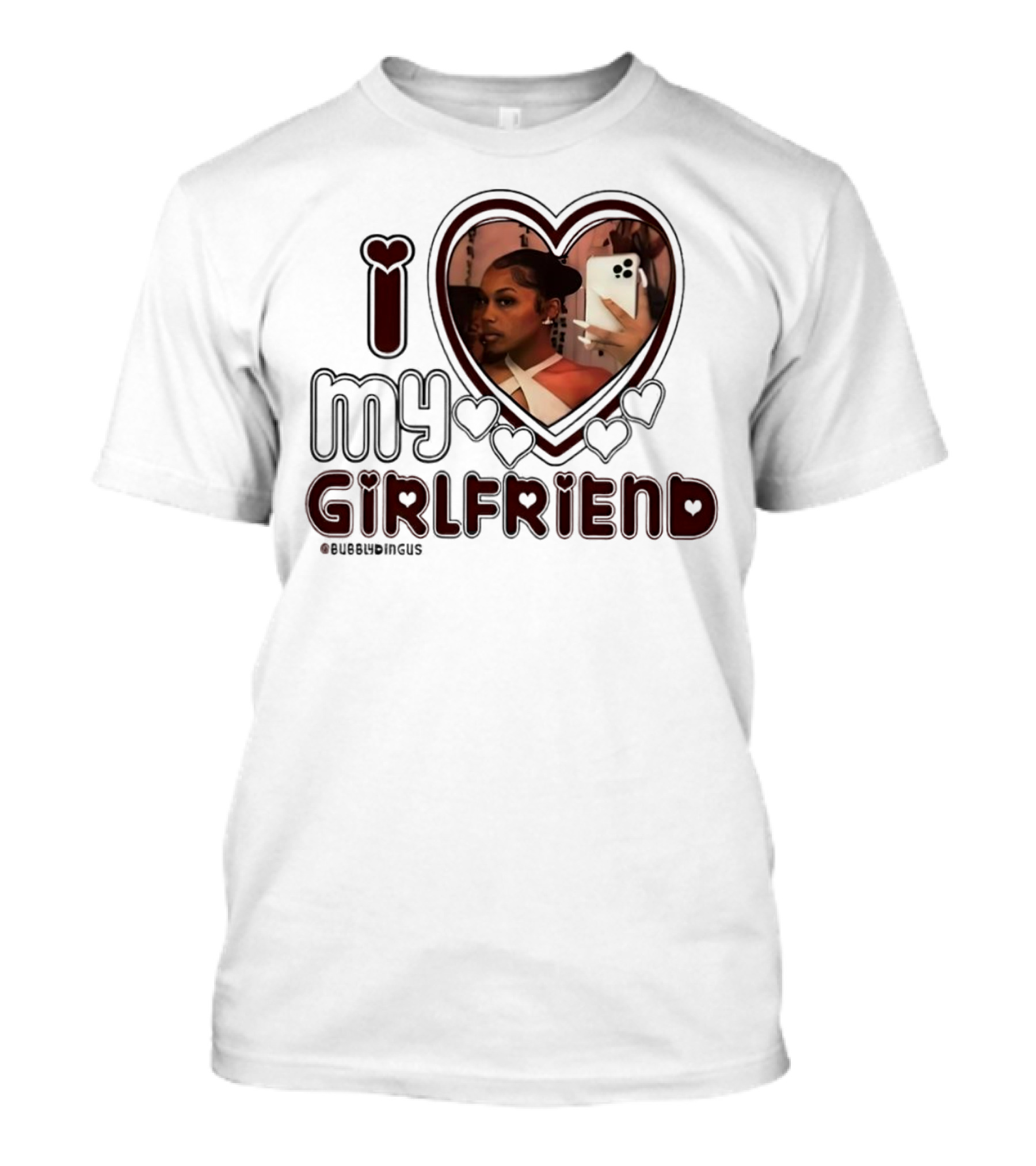 I Love My Girlfriend Heart Photo Bubblydingus T-Shirt