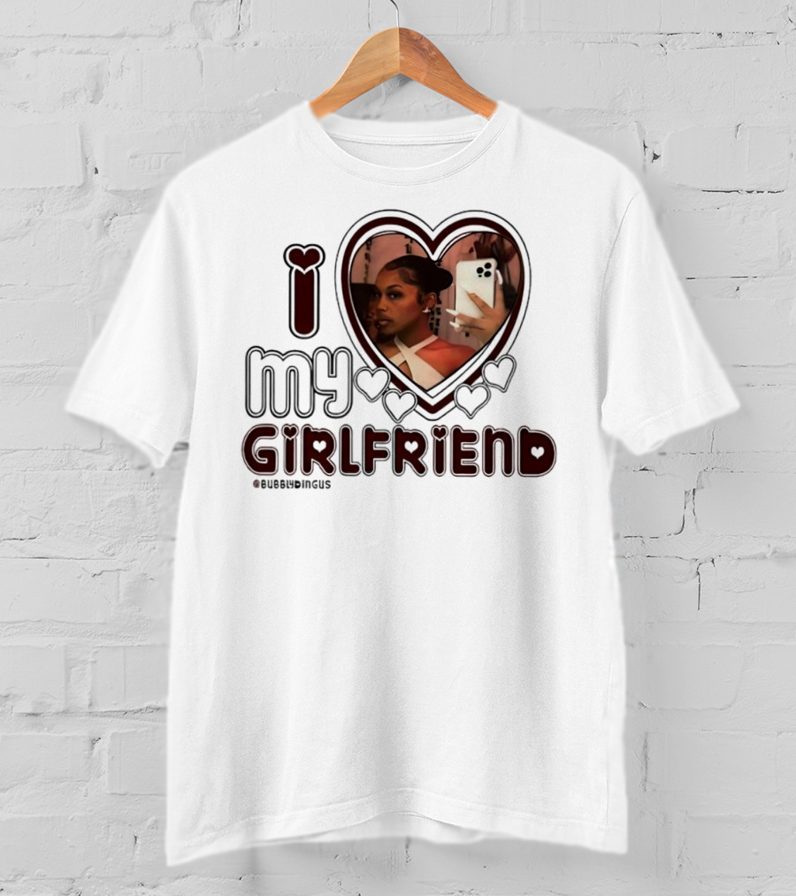 I Love My Girlfriend Heart Photo Bubblydingus T-Shirt