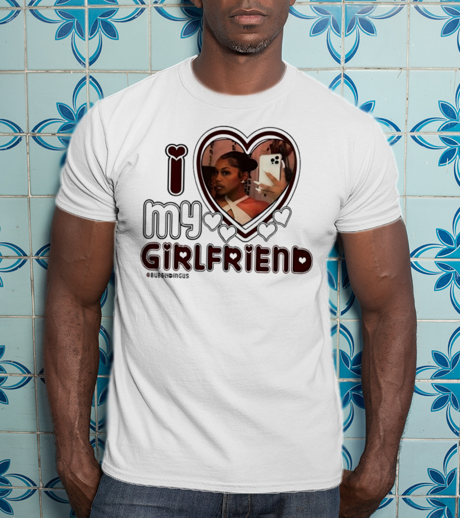 I Love My Girlfriend Heart Photo Bubblydingus T-Shirt