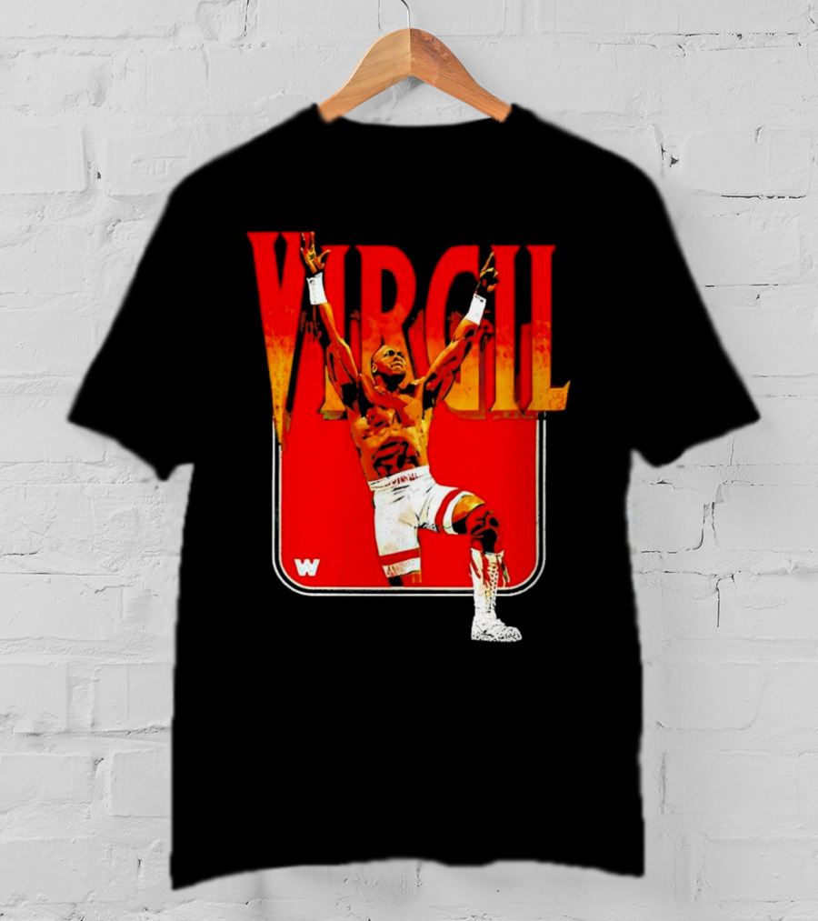 Virgil Wrestling Iconic Pose With Red Background And White Boots T-Shirt