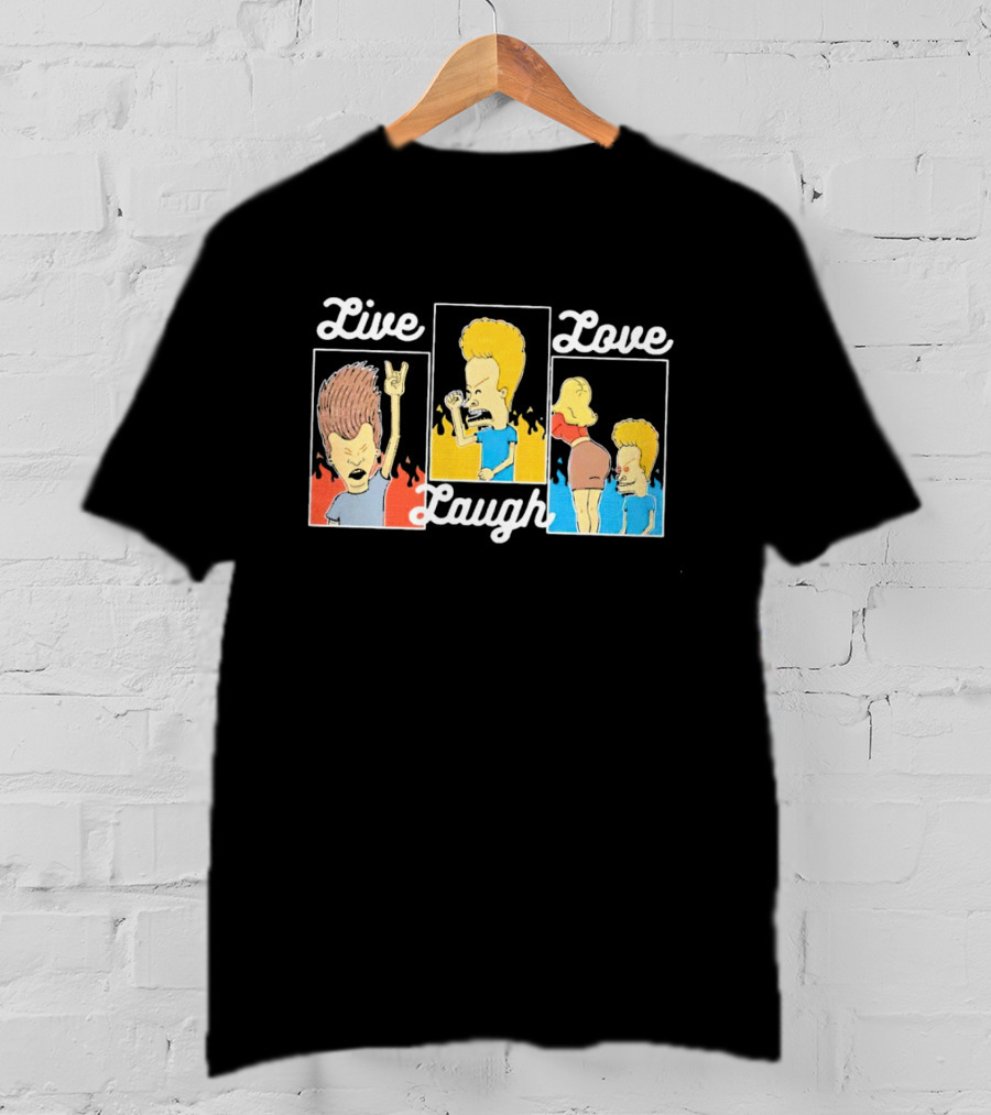 Live Laugh Love Beavis And Butt-Head Rock Band Comedy T-Shirt