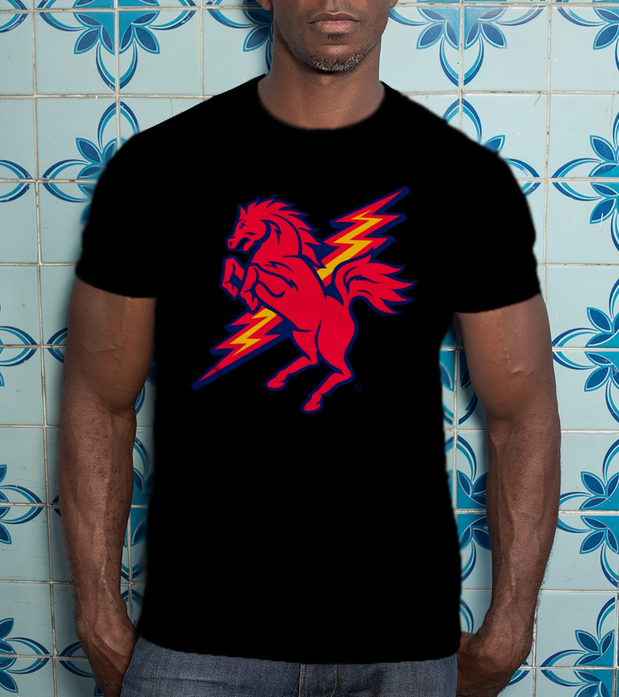 St. John's Red Storm Thunder Horse Lightning Bolt T-Shirt