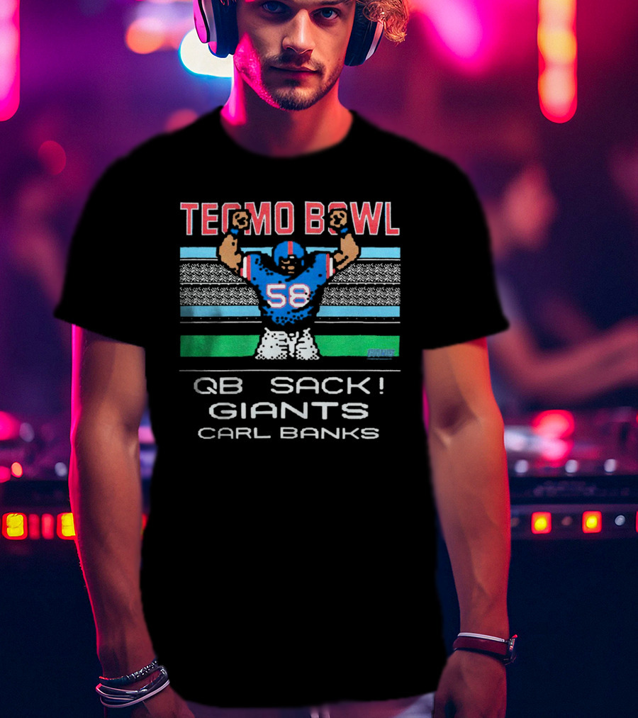 Tecmo Bowl QB Sack Giants Carl Banks 58 T-Shirt