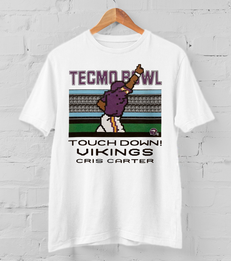 Tecmo Bowl Touch Down Vikings Cris Carter Retro Pixel T-Shirt
