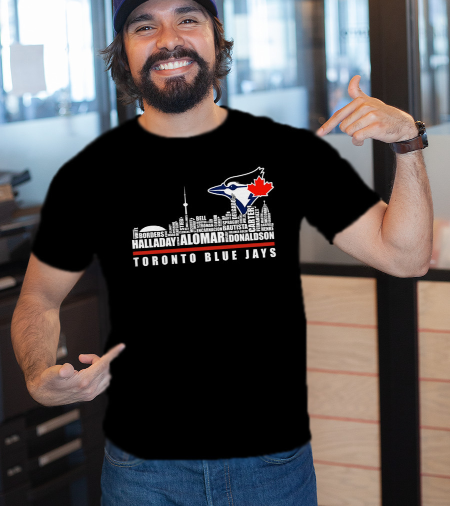 Toronto Blue Jays Skyline Names Halladay Alomar Carter Donaldson Toronto City T-Shirt
