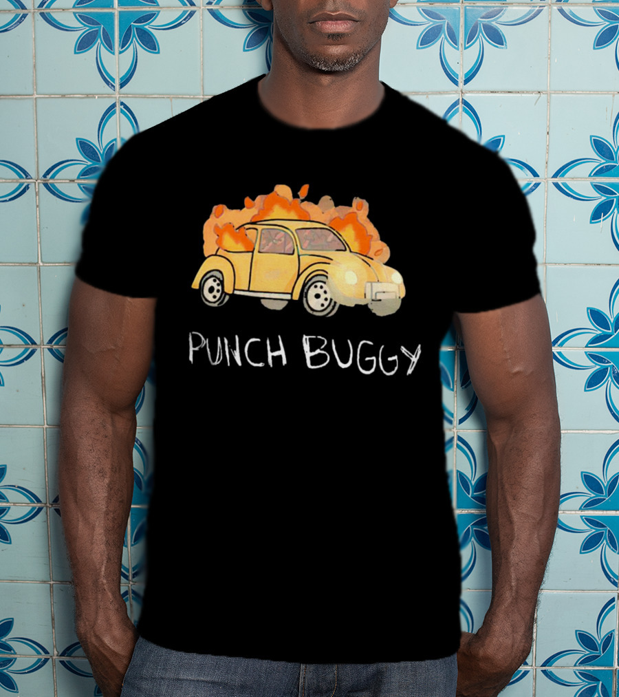 Punch Buggy Car On Fire Iconic Flames Image T-Shirt