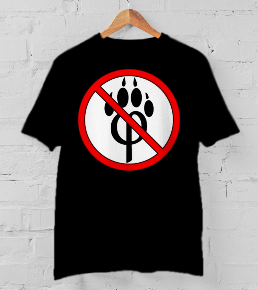 Anti Furry Paw Symbol With Red Prohibition Circle T-Shirt