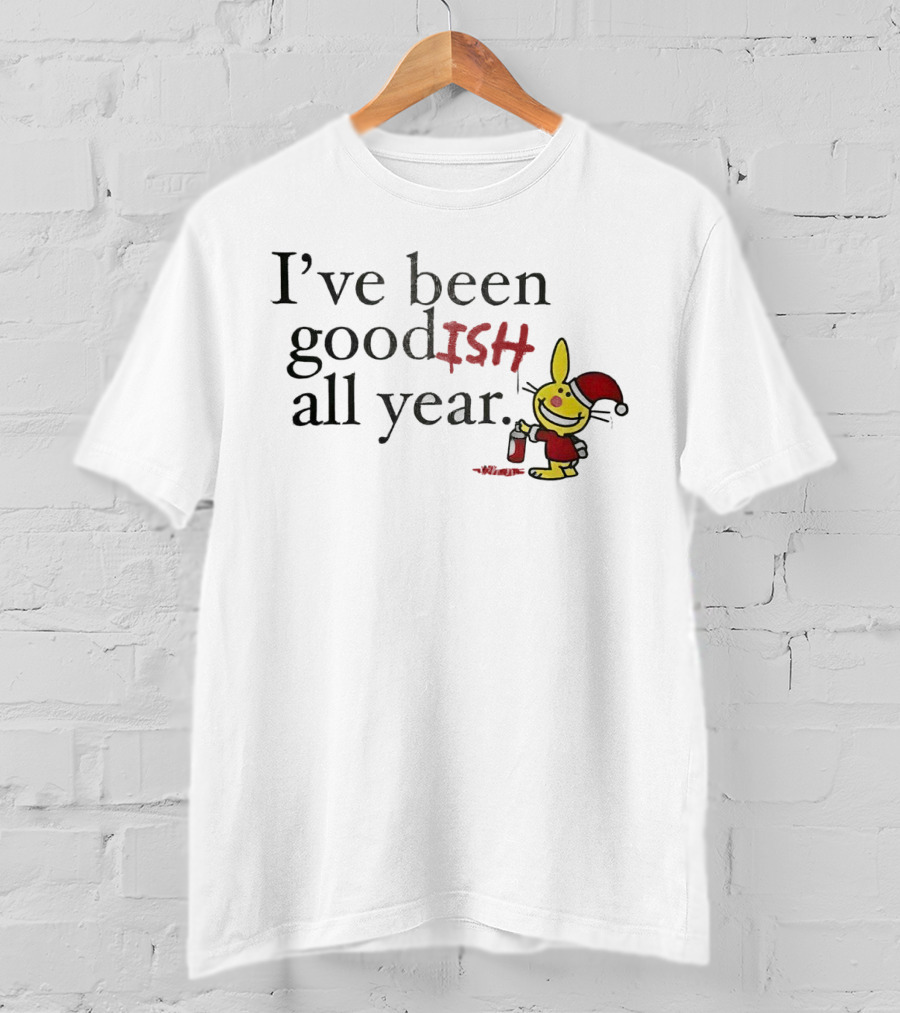I’ve Been Good ISH All Year Christmas Cartoon Santa Hat Bunny T-Shirt
