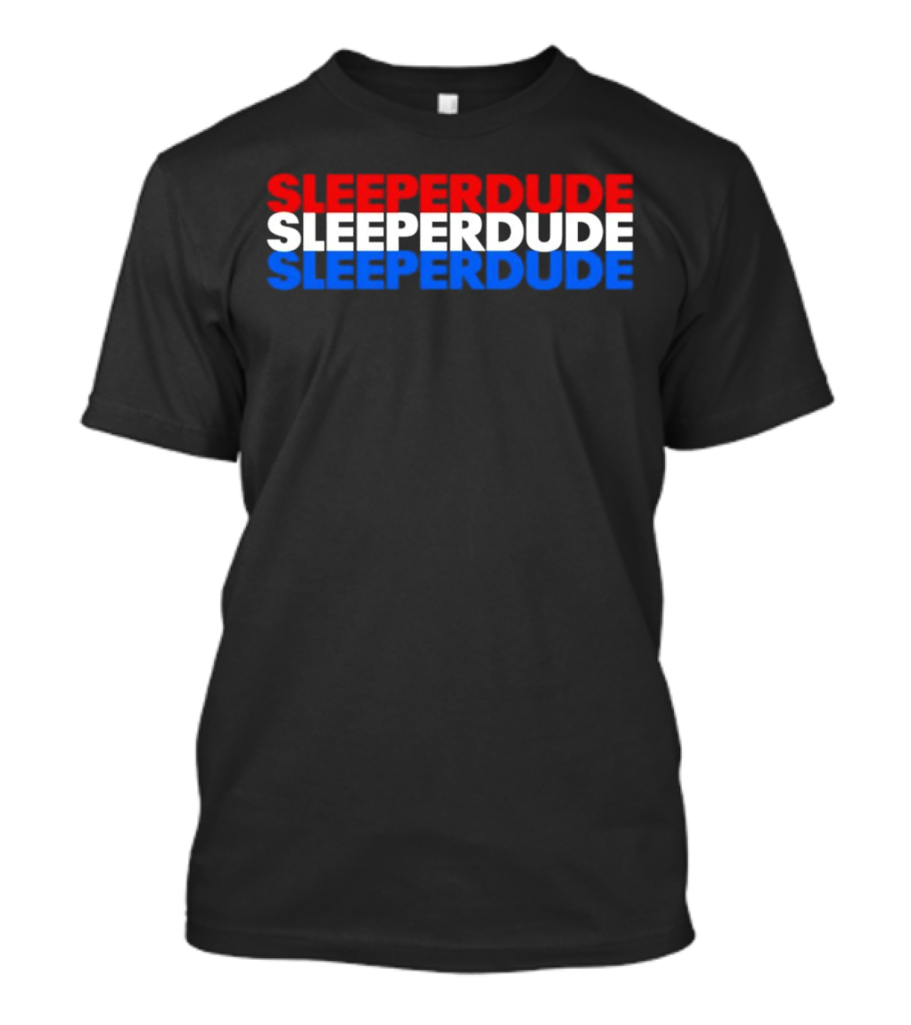 SLEEPERDUDE Red White Blue Stacked Text T-Shirt