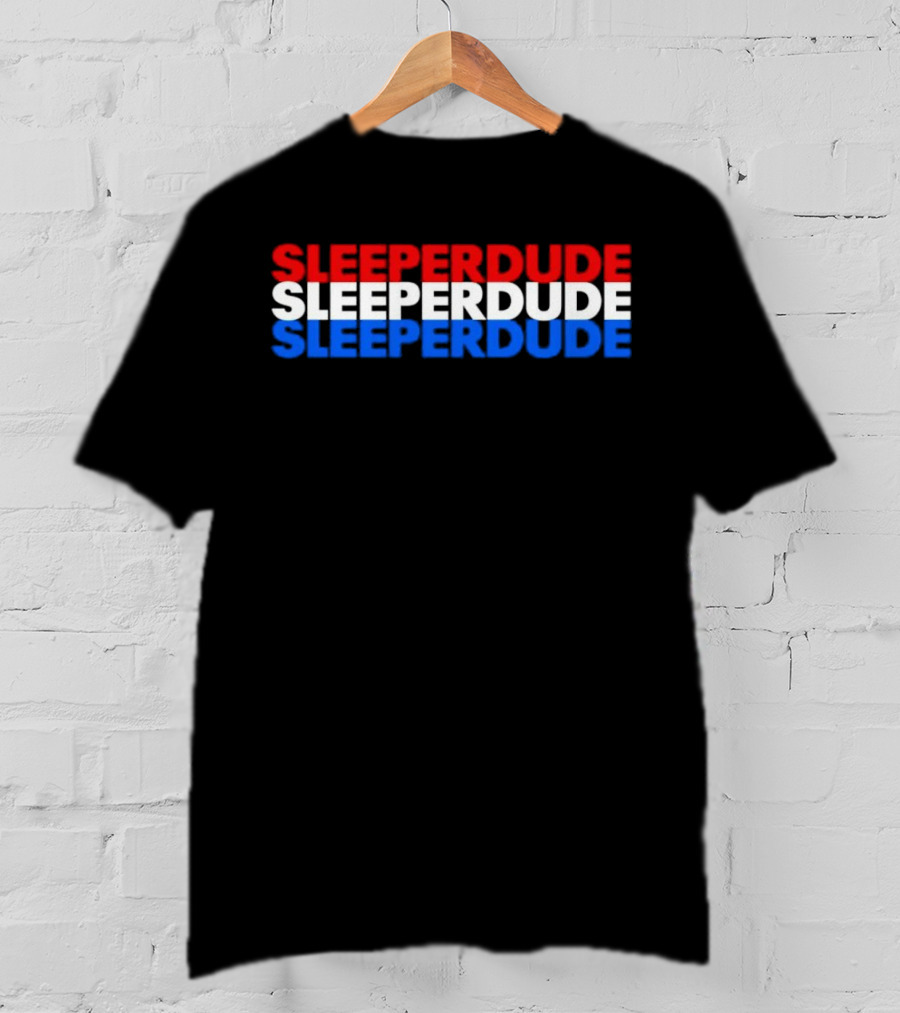 SLEEPERDUDE Red White Blue Stacked Text T-Shirt