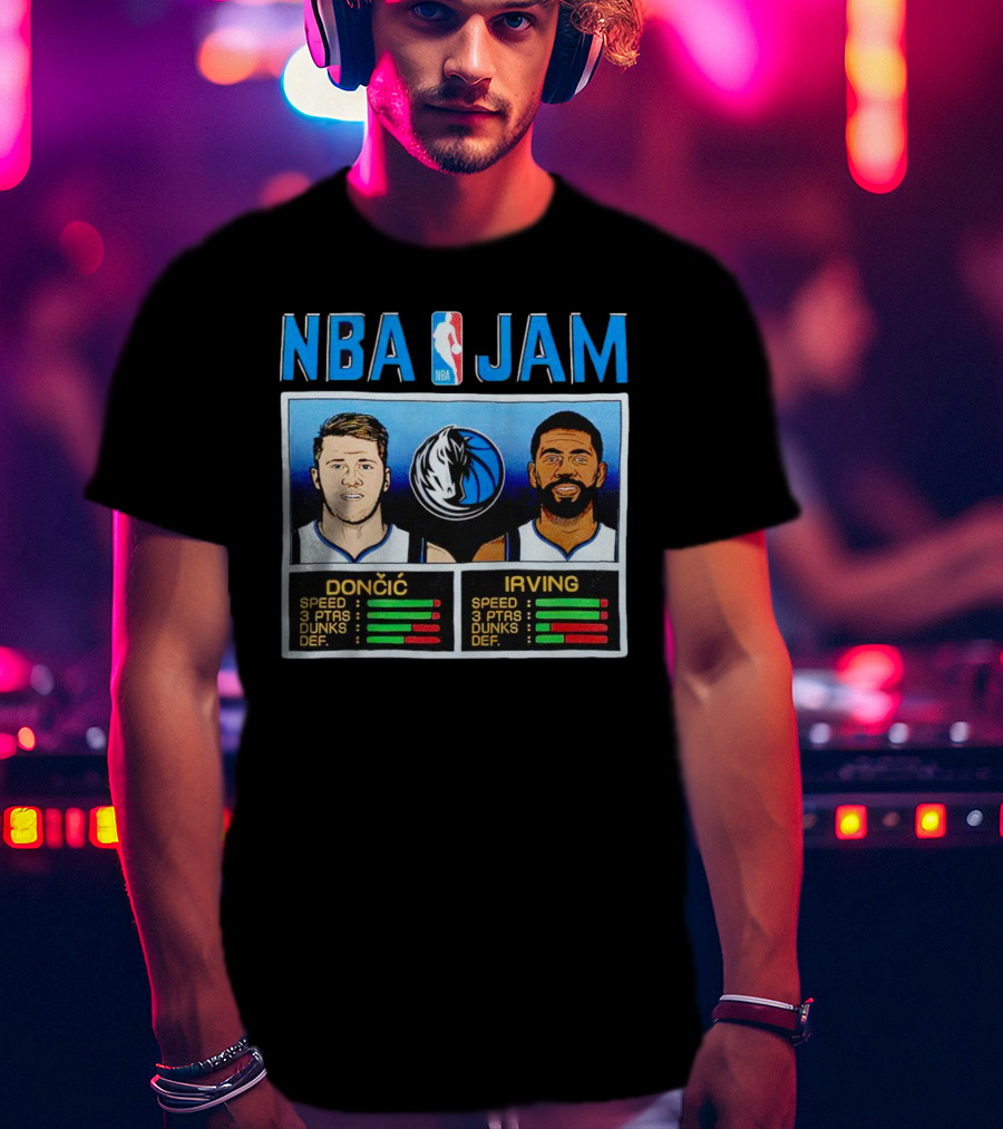 NBA Jam Mavericks Luka Dončić Kyrie Irving Stats T-Shirt