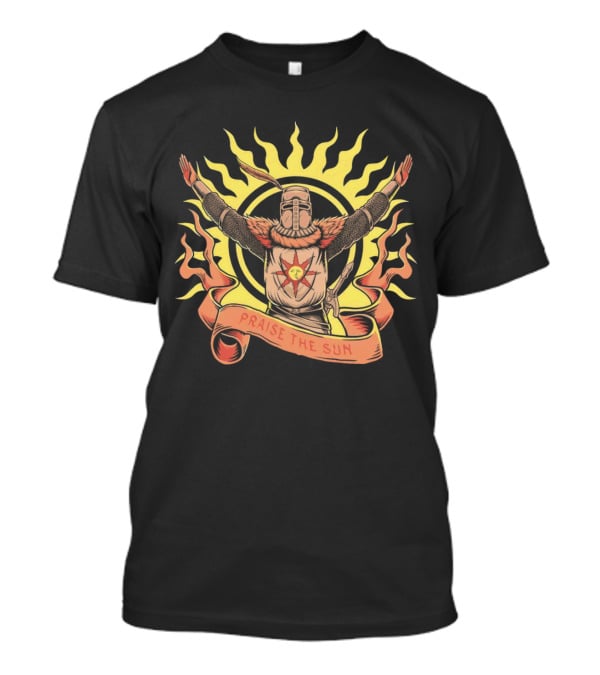 Solaire Praise The Sun Dark Souls Iconic Sunburst Knight Banner T-Shirt