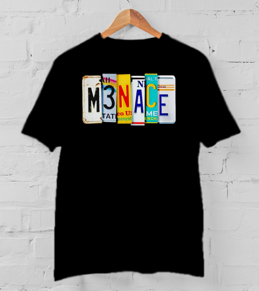M3NACE License Plate Collage Text T-Shirt