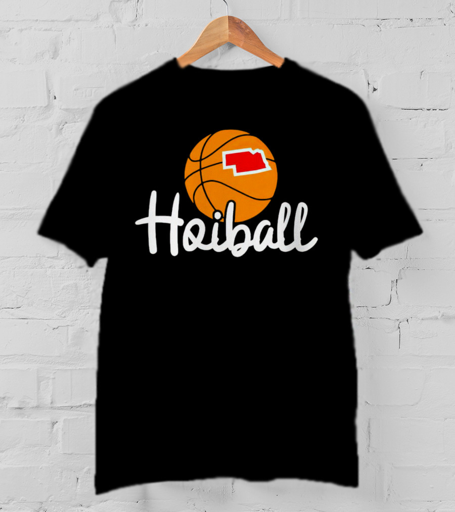 Nebraska Hoiball Basketball Icon With State Outline T-Shirt