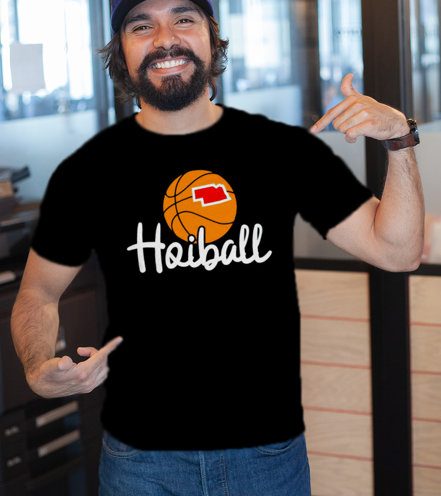 Nebraska Hoiball Basketball Icon With State Outline T-Shirt