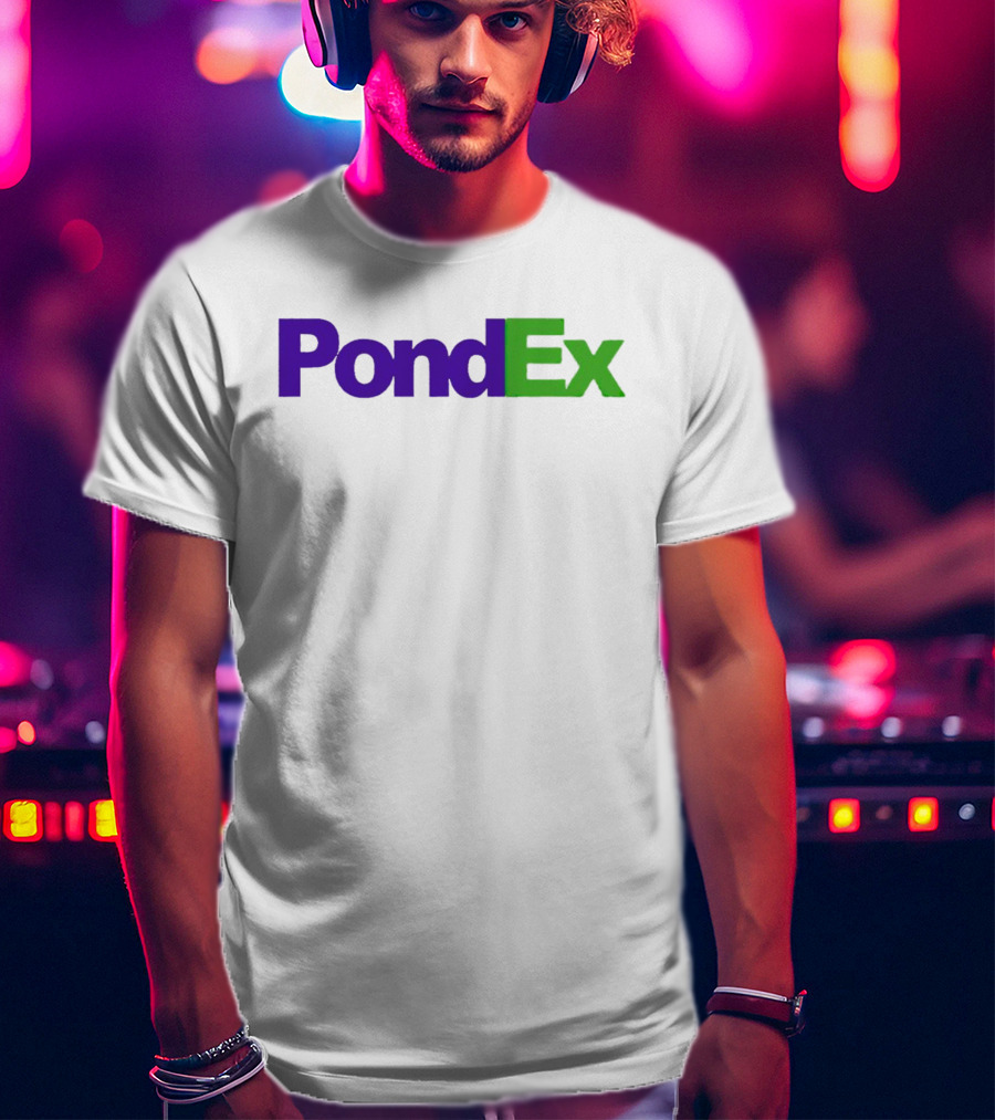 PondEx Bold Purple Green Text T-Shirt