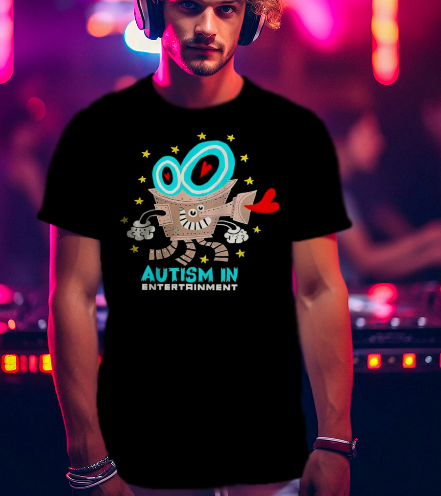 Autism In Entertainment Starry-Eyed Robot With Heart Projector T-Shirt