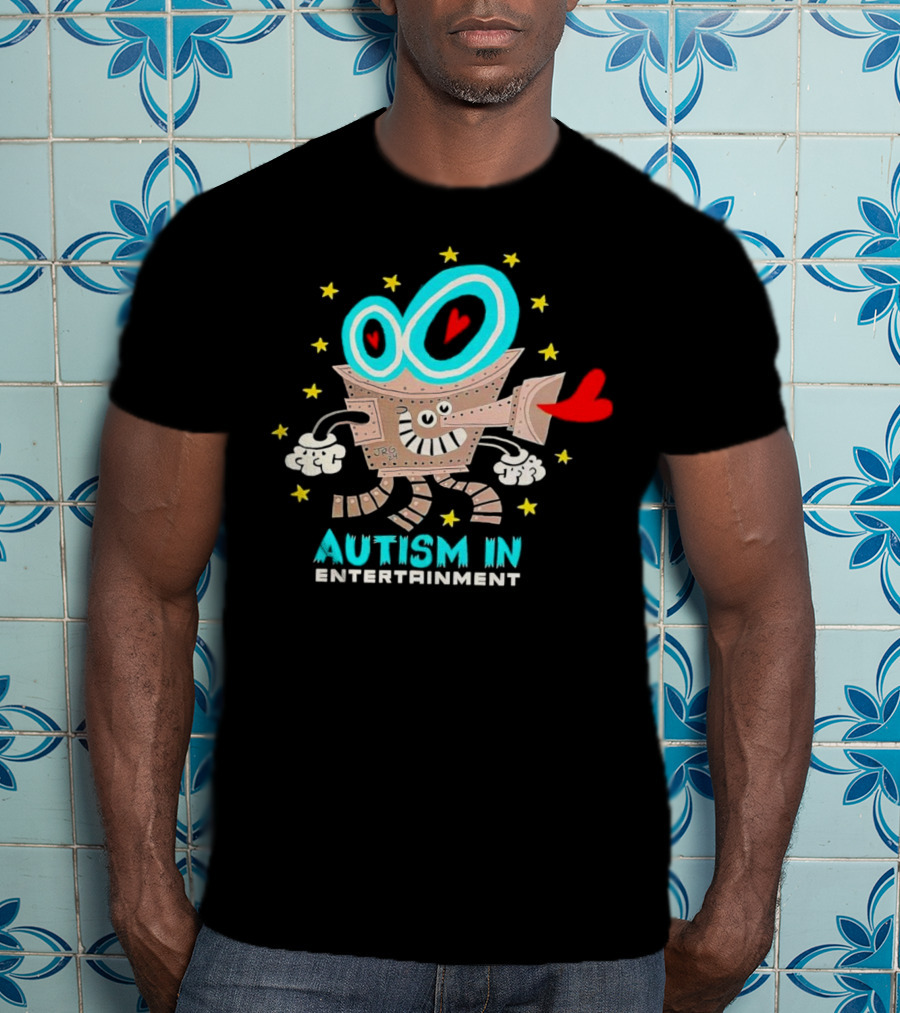 Autism In Entertainment Starry-Eyed Robot With Heart Projector T-Shirt