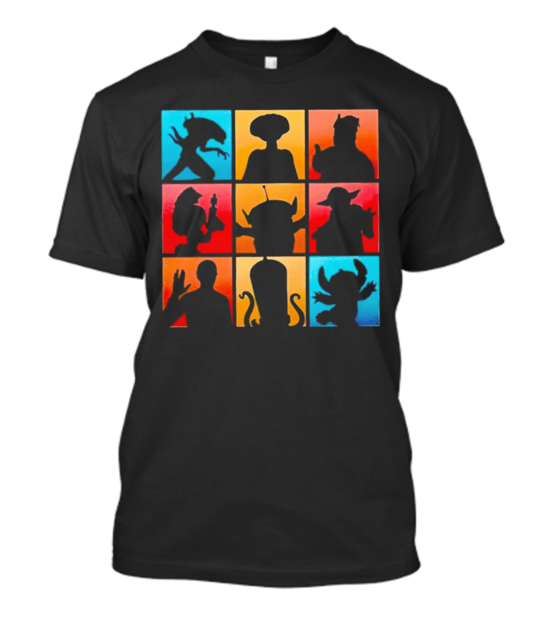 The Alien Gang Iconic Pop Culture Sci-Fi Silhouettes Compilation T-Shirt