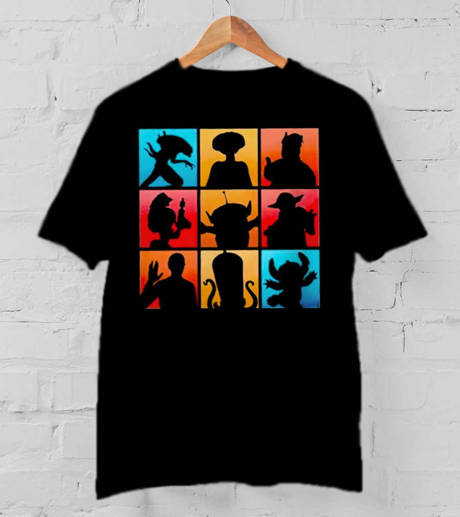 The Alien Gang Iconic Pop Culture Sci-Fi Silhouettes Compilation T-Shirt