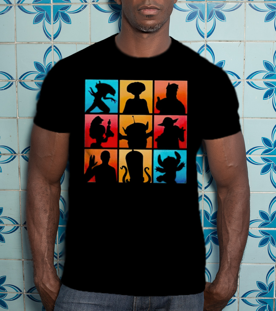 The Alien Gang Iconic Pop Culture Sci-Fi Silhouettes Compilation T-Shirt