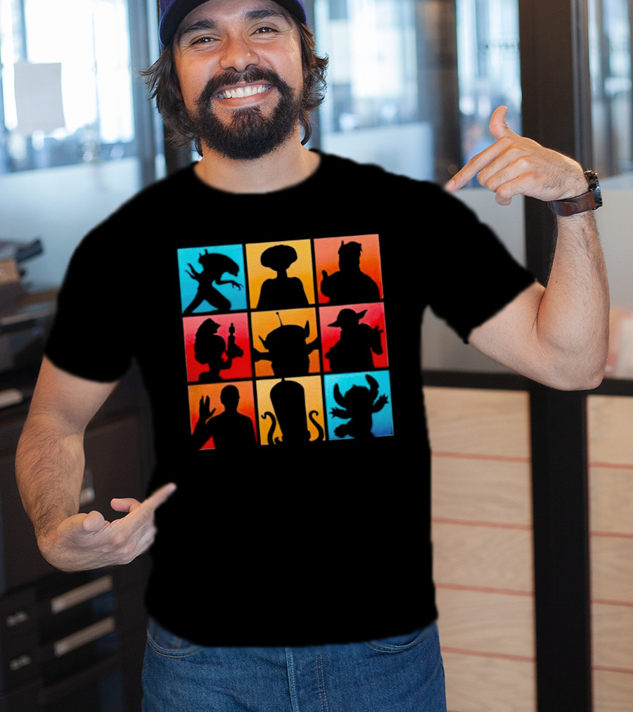 The Alien Gang Iconic Pop Culture Sci-Fi Silhouettes Compilation T-Shirt