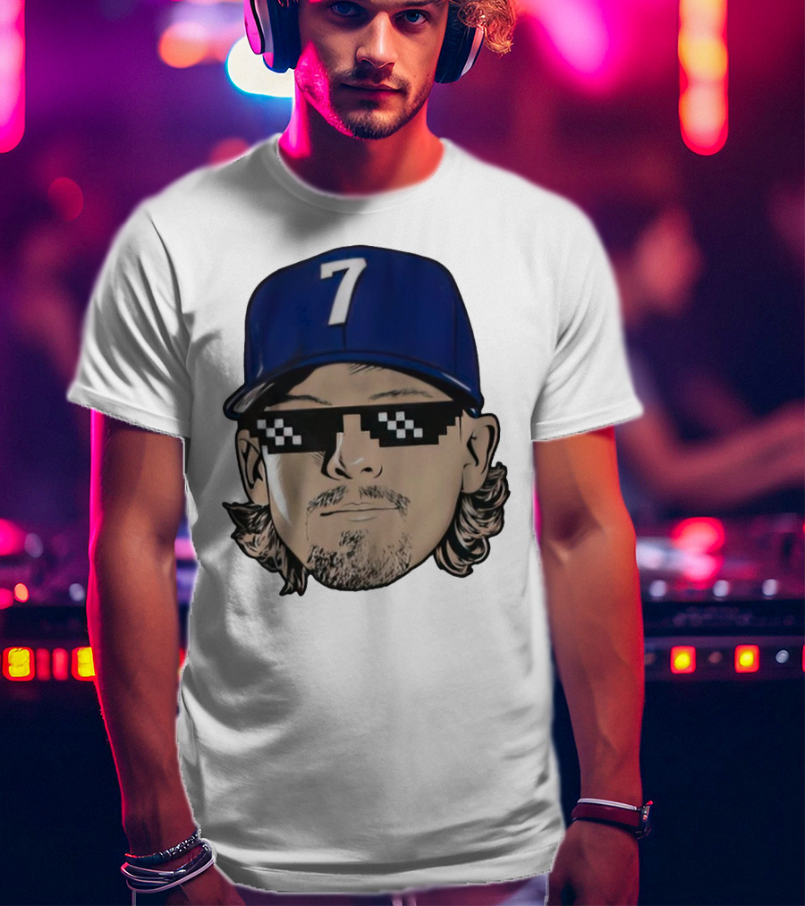Bobby Witt Jr. Deal With It Kansas City Royals Pixelated Glasses Cap Number 7 T-Shirt